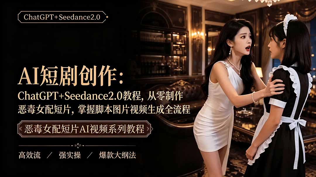 (19545期)AI短剧创作:ChatGPT+Seedance2.0教程,从零制作恶毒女配短片,掌握脚本图片视频生成全流程-低成本创业项目大全|短视频带货+AI副业变现|知行创业网