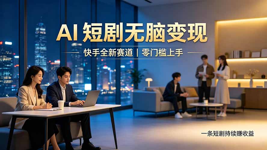 (19577期)别乱找副业了,快手 AI 短剧零门槛长久被动增收-低成本创业项目大全|短视频带货+AI副业变现|知行创业网