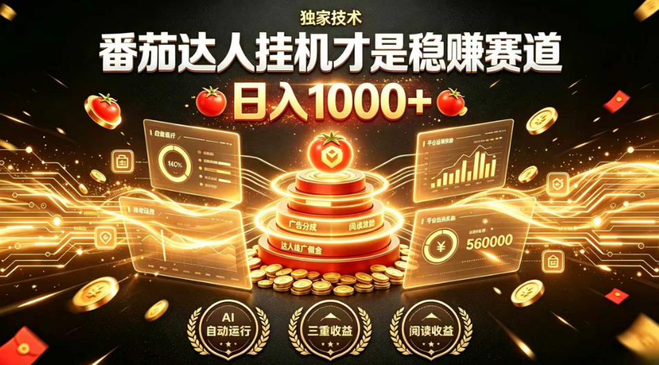 别再瞎找副业！番茄达人挂G才是稳賺赛道，日入1000+，全程傻瓜式操作，可矩阵放大【揭秘】-低成本创业项目大全｜短视频带货+AI副业变现｜知行创业网