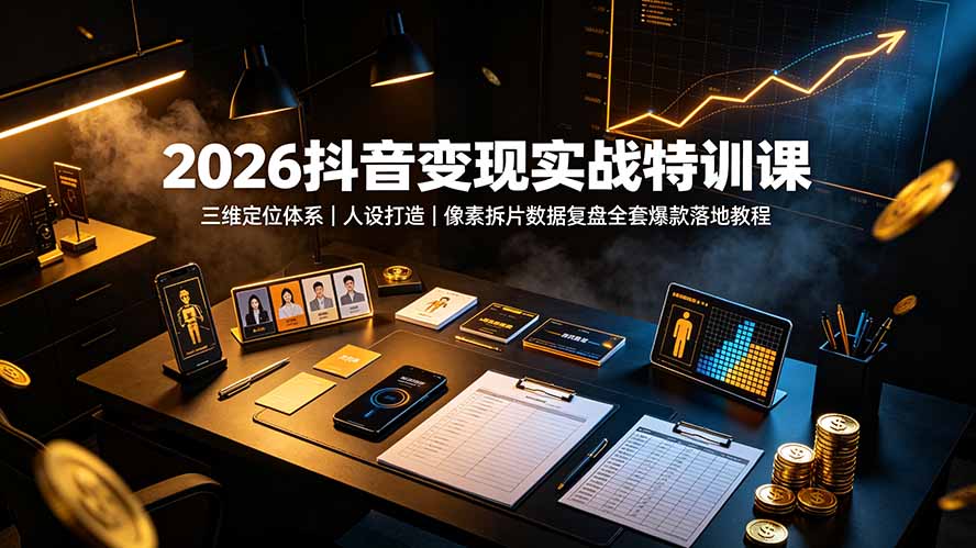 （19419期）2026抖音变现实战特训课：三维定位体系｜人设打造｜像素拆片数据复盘全套爆款落地教程-低成本创业项目大全｜短视频带货+AI副业变现｜知行创业网