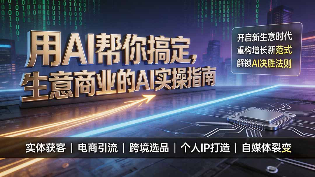 (19608期)用AI帮你搞定,生意商业的AI实操指南,开启新生意时代,重构增长新范式,解锁AI时代决胜法则-低成本创业项目大全|短视频带货+AI副业变现|知行创业网