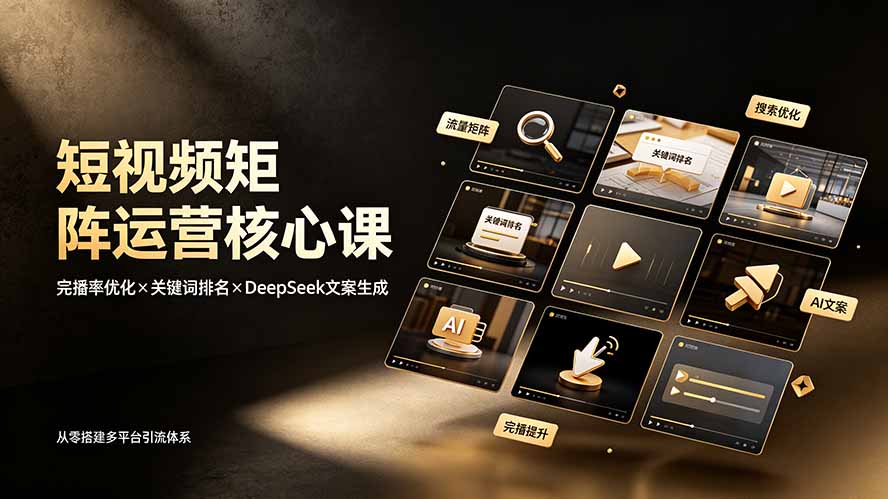 （19259期）短视频矩阵运营核心课：完播率优化×关键词排名×DeepSeek文案生成，从零搭建多平台引流体系-低成本创业项目大全｜短视频带货+AI副业变现｜知行创业网