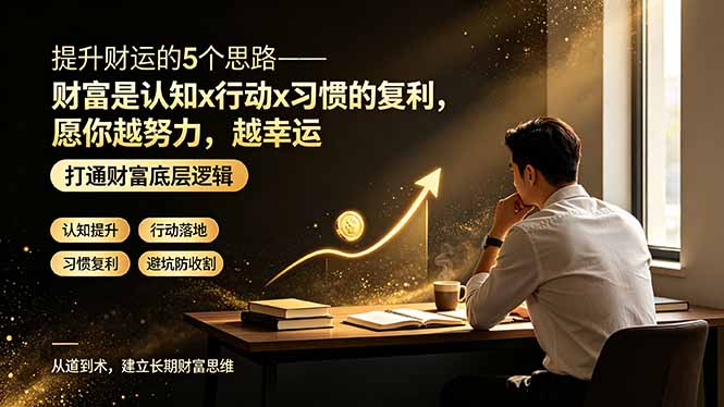（19233期）付费文章：提升财运的5个思路——财富是认知x行动x习惯的复利，愿你越努力，越幸运-低成本创业项目大全｜短视频带货+AI副业变现｜知行创业网