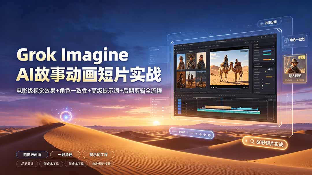 （19305期）Grok Imagine AI故事动画短片实战：电影级视觉效果+角色一致性+高级提示词+后期剪辑全流程-低成本创业项目大全｜短视频带货+AI副业变现｜知行创业网