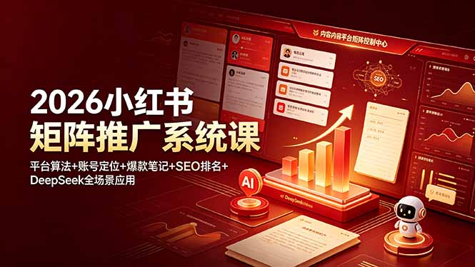 (19129期)2026小红书矩阵推广系统课:平台算法+账号定位+爆款笔记+SEO排名+DeepSeek全场景应用-低成本创业项目大全|短视频带货+AI副业变现|知行创业网