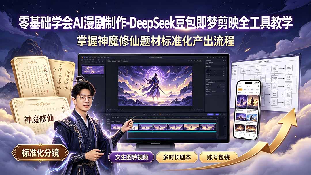 (19263期)零基础学会AI漫剧制作-DeepSeek豆包即梦剪映全工具教学,掌握神魔修仙题材标准化产出流程-低成本创业项目大全|短视频带货+AI副业变现|知行创业网