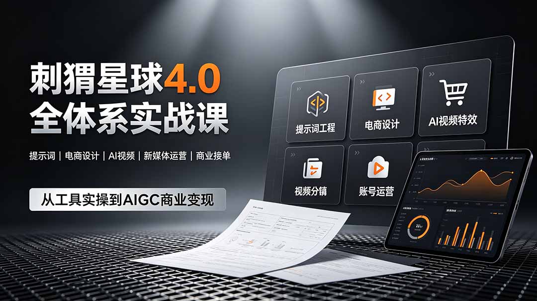 （19224期）刺猬星球4.0全体系实战课，覆盖提示词工程、电商设计、AI视频特效与新媒体运营，一站式掌握AIGC商业核心技能-低成本创业项目大全｜短视频带货+AI副业变现｜知行创业网