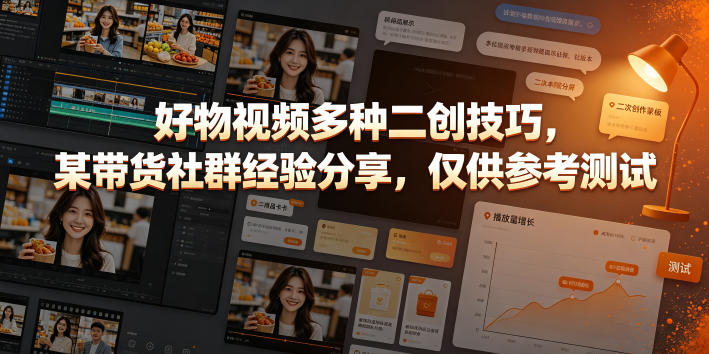 好物视频多种二创技巧，某带货社群经验分享，仅供参考测试-低成本创业项目大全｜短视频带货+AI副业变现｜知行创业网