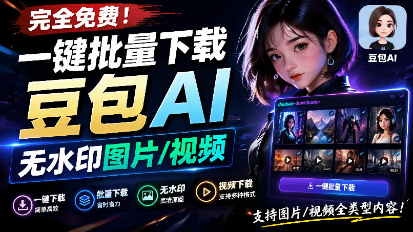 Github最新发布！一键批量下载豆包AI无水印图片/视频，简单易用，自动解析提示词，doubao-downloader-低成本创业项目大全｜短视频带货+AI副业变现｜知行创业网