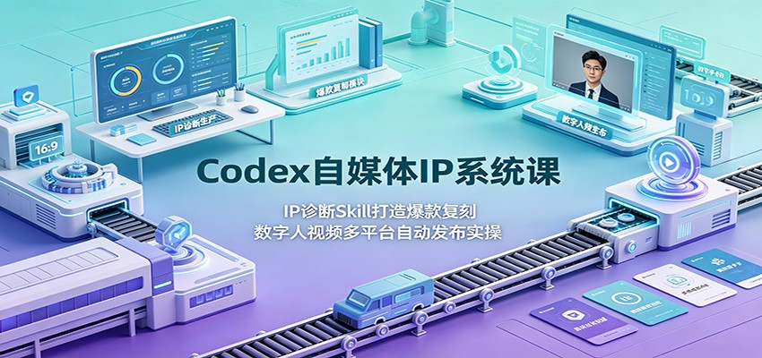 Codex自媒体IP系统课：IP诊断Skill打造爆款复刻，数字人视频多平台自动发布实操-低成本创业项目大全｜短视频带货+AI副业变现｜知行创业网