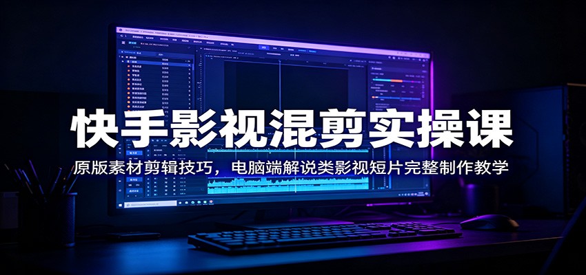 快手影视混剪实操课：原版素材剪辑技巧，电脑端解说类影视短片完整制作教学-低成本创业项目大全｜短视频带货+AI副业变现｜知行创业网