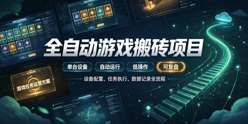 实现全自动游戏搬砖躺賺，每日稳定收益千元，近几年最稳，一台设备就能做！【揭秘】-低成本创业项目大全｜短视频带货+AI副业变现｜知行创业网
