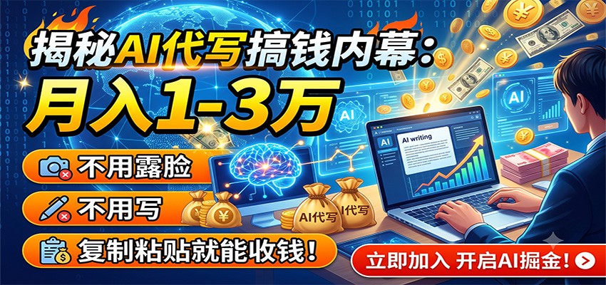揭秘AI代写搞钱内幕：月入1-3万，不用露脸不用写，复制粘贴就能收钱！-低成本创业项目大全｜短视频带货+AI副业变现｜知行创业网