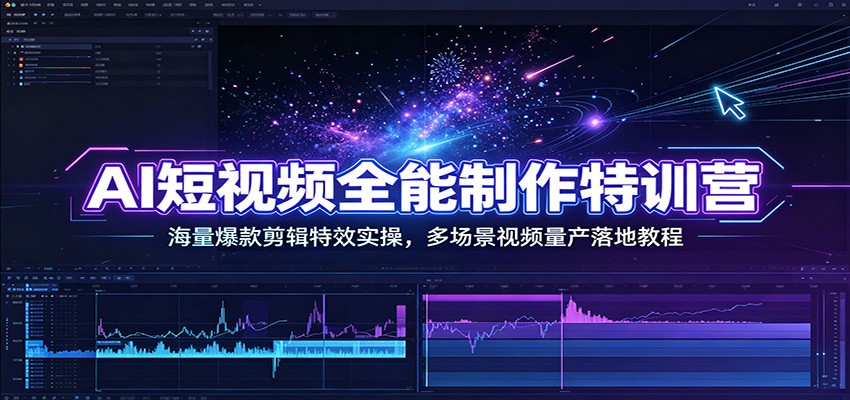 AI短视频全能制作特训营：海量爆款剪辑特效实操，多场景视频量产落地教程-低成本创业项目大全｜短视频带货+AI副业变现｜知行创业网