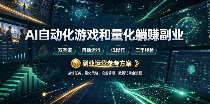 AI自动化游戏和量化躺賺副业:日入几张,稳定运行三年的项目!【揭秘】-低成本创业项目大全|短视频带货+AI副业变现|知行创业网