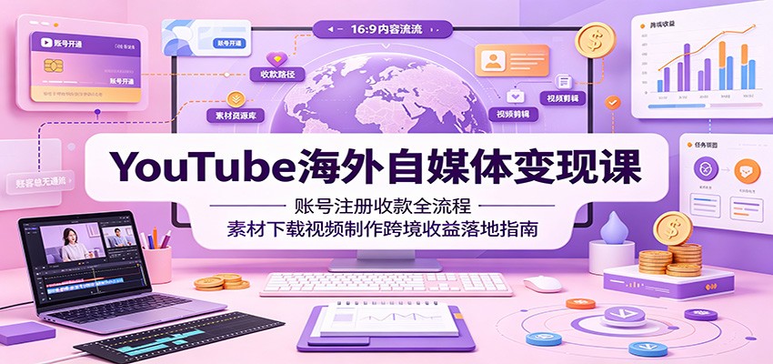 YouTube海外自媒体变现课：账号注册收款全流程，素材下载视频制作跨境收益落地指南-低成本创业项目大全｜短视频带货+AI副业变现｜知行创业网