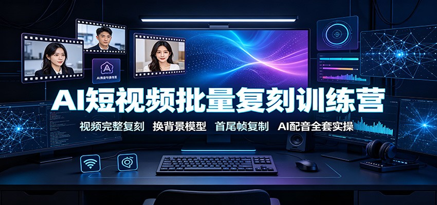 AI短视频批量复刻训练营：视频完整复刻，换背景模型、首尾帧复制、AI配音全套实操-低成本创业项目大全｜短视频带货+AI副业变现｜知行创业网