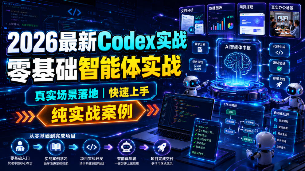 2026最新Codex实战零基础智能体实战，真实场景落地，快速上手，纯实战案例-低成本创业项目大全｜短视频带货+AI副业变现｜知行创业网