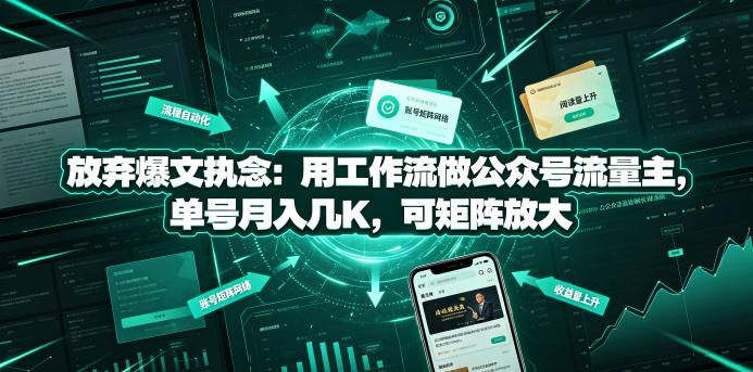 放弃爆文执念：用工作流做公众号流量主，单号月入几K，可矩阵放大-低成本创业项目大全｜短视频带货+AI副业变现｜知行创业网