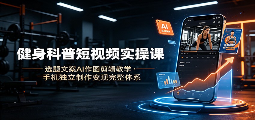 健身科普短视频实操课：选题文案AI作图剪辑教学，手机独立制作变现完整体系-低成本创业项目大全｜短视频带货+AI副业变现｜知行创业网