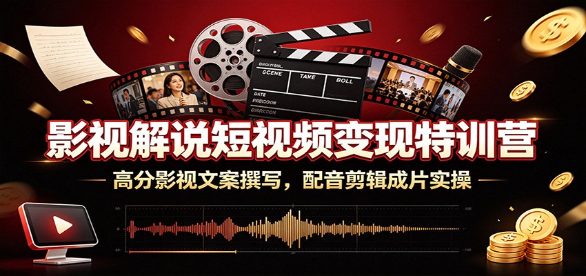 影视解说短视频变现特训营：高分影视文案撰写，配音剪辑成片实操-低成本创业项目大全｜短视频带货+AI副业变现｜知行创业网
