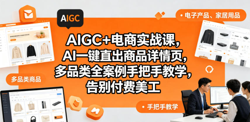 AIGC+电商实战课，AI一键直出商品详情页，多品类全案例手把手教学，告别付费美工（更新0704）-低成本创业项目大全｜短视频带货+AI副业变现｜知行创业网