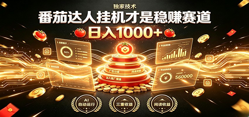 别再瞎找副业！番茄达人挂机才是稳赚赛道 日入1000+-低成本创业项目大全｜短视频带货+AI副业变现｜知行创业网