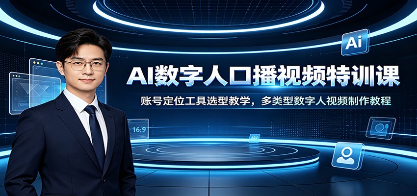 AI数字人口播视频特训课:账号定位工具选型教学,多类型数字人视频制作教程-低成本创业项目大全|短视频带货+AI副业变现|知行创业网