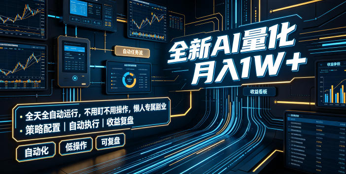 全新AI量化月入1W+,全天全自动运行,不用盯不用操作,懒人专属副业!【揭秘】-低成本创业项目大全|短视频带货+AI副业变现|知行创业网
