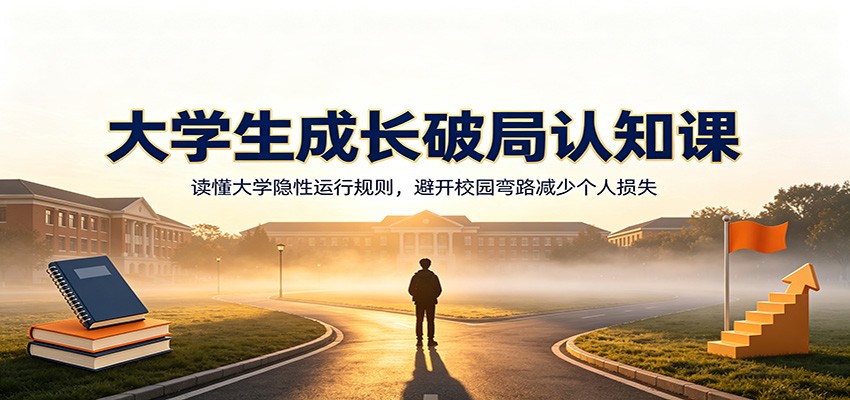 大学生成长破局认知课：读懂大学隐性运行规则，避开校园弯路减少个人损失-低成本创业项目大全｜短视频带货+AI副业变现｜知行创业网