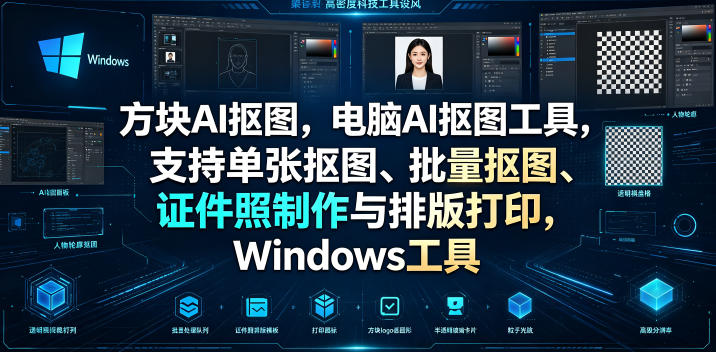 方块AI抠图,电脑AI抠图工具,支持单张抠图、批量抠图、证件照制作与排版打印,Windows工具-低成本创业项目大全|短视频带货+AI副业变现|知行创业网