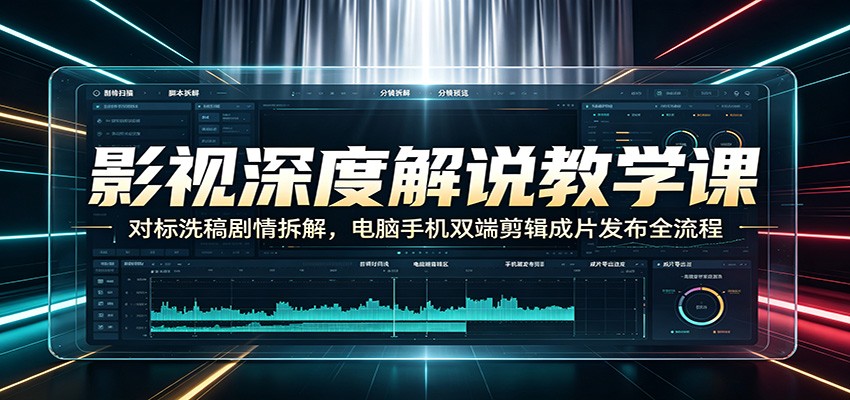 影视深度解说教学课：对标洗稿剧情拆解，电脑手机双端剪辑成片发布全流程-低成本创业项目大全｜短视频带货+AI副业变现｜知行创业网