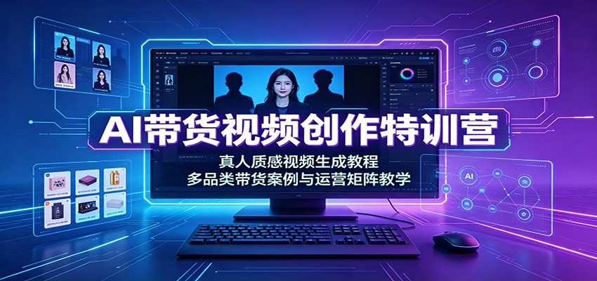 AI带货视频创作特训营：真人质感视频生成教程，多品类带货案例与运营矩阵教学-低成本创业项目大全｜短视频带货+AI副业变现｜知行创业网
