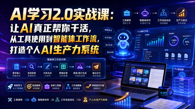 AI学习2.0实战课：让AI真正帮你干活，从工具使用到智能体工作流，打造个人AI生产力系统-低成本创业项目大全｜短视频带货+AI副业变现｜知行创业网
