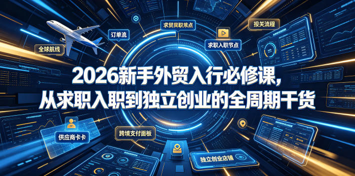 2026新手外贸入行必修课，从求职入职到独立创业的全周期干货-低成本创业项目大全｜短视频带货+AI副业变现｜知行创业网