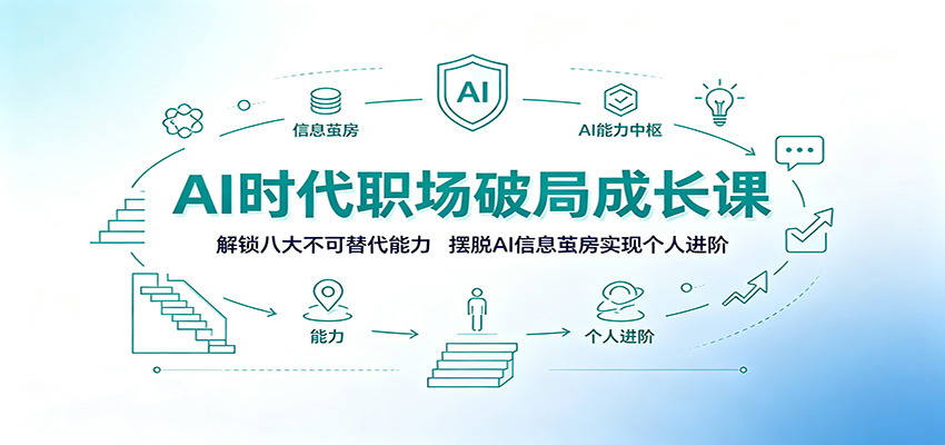 AI时代职场破局成长课：解锁八大不可替代能力，摆脱AI信息茧房实现个人进阶-低成本创业项目大全｜短视频带货+AI副业变现｜知行创业网
