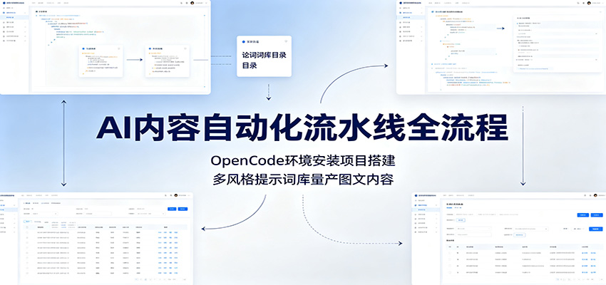 AI内容自动化流水线全流程：OpenCode环境安装项目搭建，多风格提示词库量产图文内容-低成本创业项目大全｜短视频带货+AI副业变现｜知行创业网