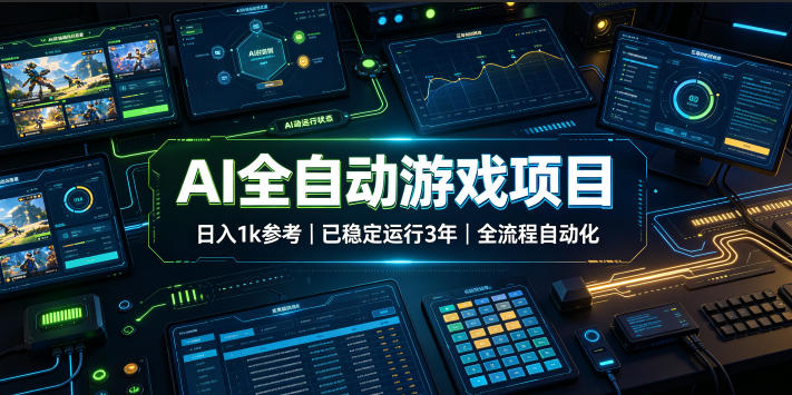 AI全自动游戏项目,日入1k,已稳定运行3年躺賺,全流程自动化!【揭秘】-低成本创业项目大全|短视频带货+AI副业变现|知行创业网