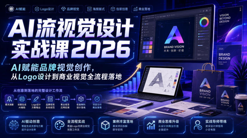 AI流视觉设计实战课2026:AI赋能品牌视觉创作,从Logo设计到商业视觉全流程落地-低成本创业项目大全|短视频带货+AI副业变现|知行创业网