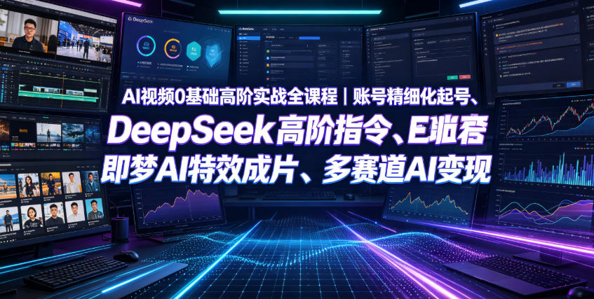 AI视频0基础高阶实战全课程｜账号精细化起号、DeepSeek高阶指令、即梦AI特效成片、多赛道AI短视频量产变现-低成本创业项目大全｜短视频带货+AI副业变现｜知行创业网
