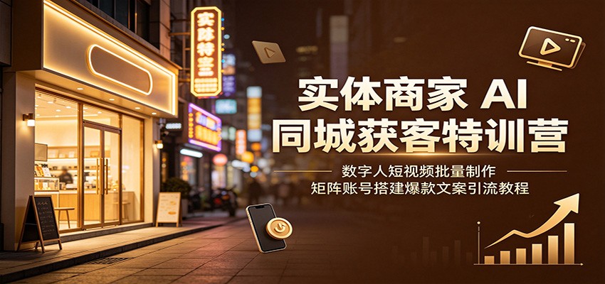 实体商家AI同城获客特训营:数字人短视频批量制作,矩阵账号搭建爆款文案引流教程-低成本创业项目大全|短视频带货+AI副业变现|知行创业网