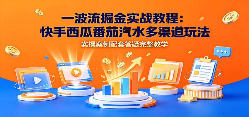 一波流掘金实战教程:快手西瓜番茄汽水多渠道玩法,实操案例配套答疑完整教学-低成本创业项目大全|短视频带货+AI副业变现|知行创业网