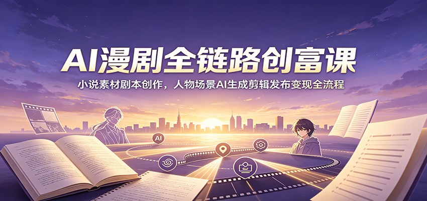 AI漫剧全链路创富课：小说素材剧本创作，人物场景AI生成剪辑发布变现全流程-低成本创业项目大全｜短视频带货+AI副业变现｜知行创业网