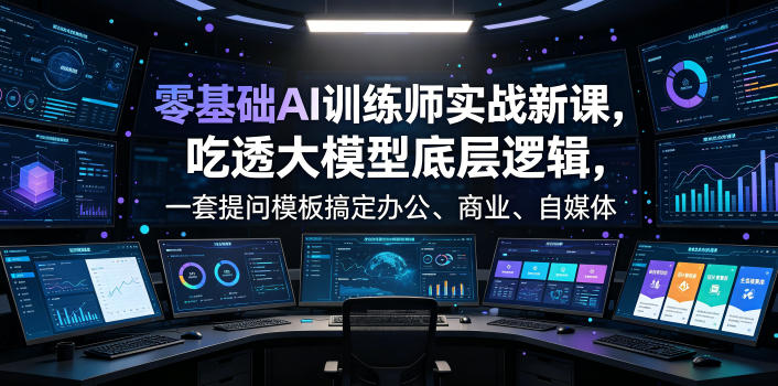 零基础AI训练师实战课，吃透大模型底层逻辑，一套提问模板搞定办公、商业、自媒体、设计、生活全场景AI落地应用-低成本创业项目大全｜短视频带货+AI副业变现｜知行创业网