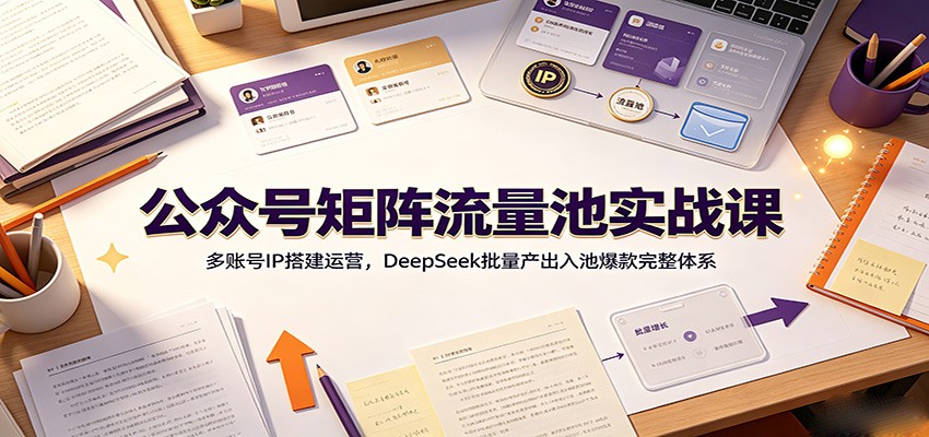 公众号矩阵流量池实战课：多账号IP搭建运营，DeepSeek批量产出入池爆款完整体系-低成本创业项目大全｜短视频带货+AI副业变现｜知行创业网