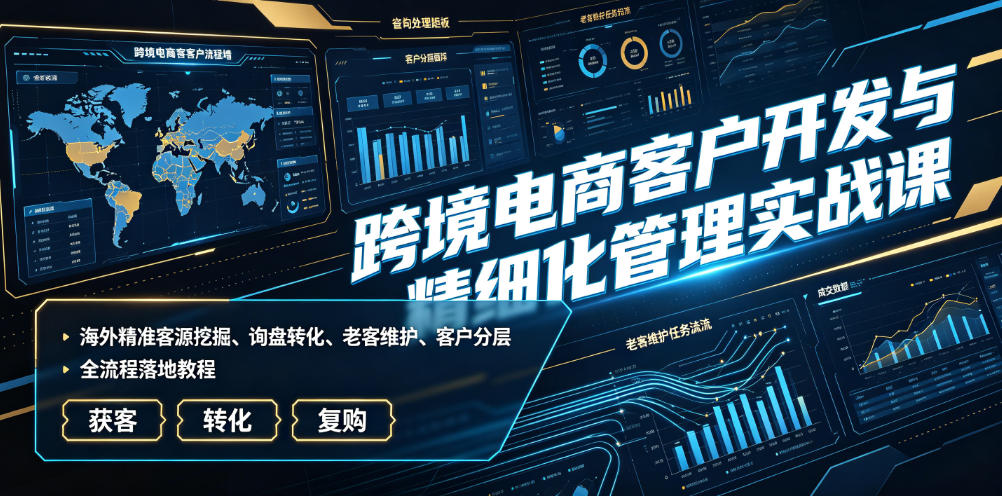 跨境电商客户开发与精细化管理实战课｜海外精准客源挖掘、询盘转化、老客维护、客户分层全流程落地教程-低成本创业项目大全｜短视频带货+AI副业变现｜知行创业网