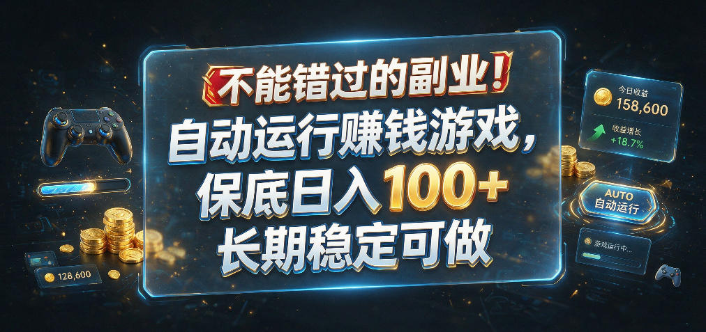 不能错过的副业!自动运行賺钱游戏,保底日入100+,长期稳定可做【揭秘】-低成本创业项目大全|短视频带货+AI副业变现|知行创业网