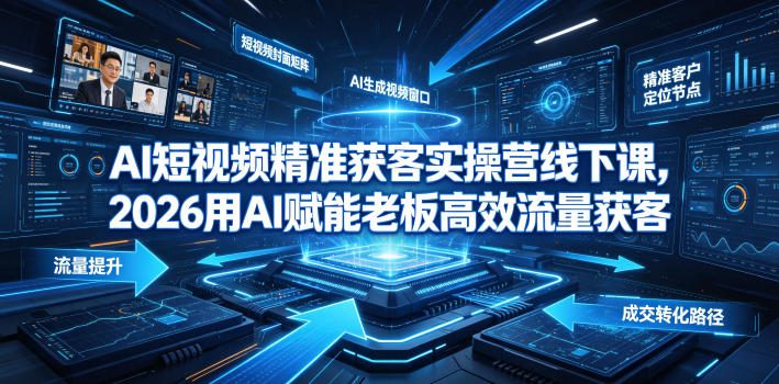 AI短视频精准获客实操营6月10-14号线下课,2026用AI赋能老板高效流量获客-低成本创业项目大全|短视频带货+AI副业变现|知行创业网