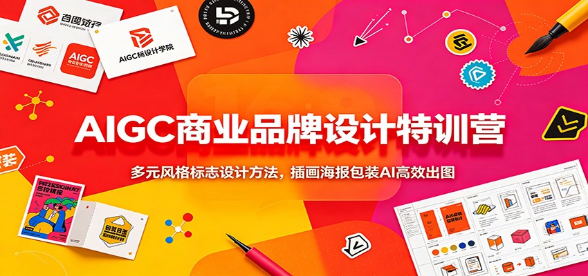 AIGC商业品牌设计特训营：多元风格标志设计方法，插画海报包装AI高效出图-低成本创业项目大全｜短视频带货+AI副业变现｜知行创业网