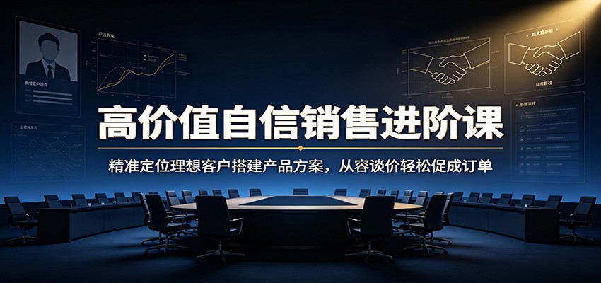 高价值自信销售进阶课：精准定位理想客户搭建产品方案，从容谈价轻松促成订单-低成本创业项目大全｜短视频带货+AI副业变现｜知行创业网